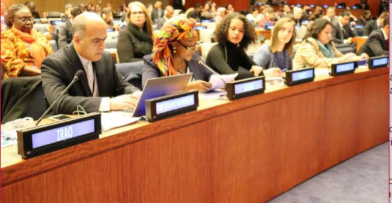 Ms. Otiko Afisah Djaba, President's Representative at the Ministry of Gender, Children and Social Protection, (middle) at 55th session of the United Nations' Commission on Social Development in New York