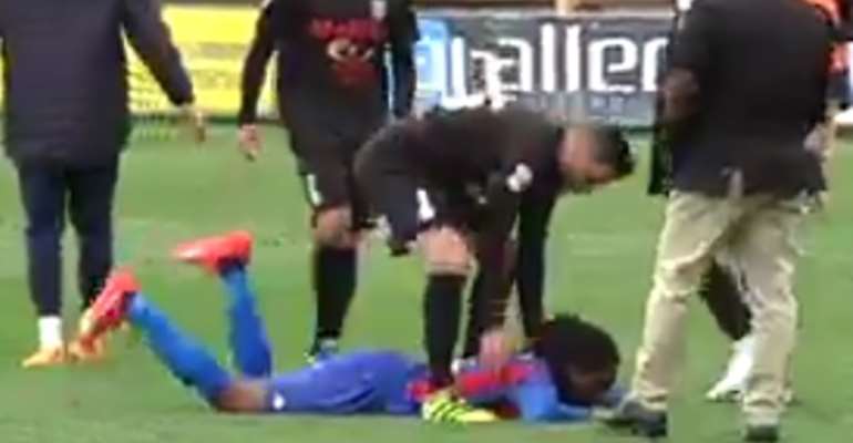 Ghanaian midfielder Richard Boateng weeps uncontrollably after Extremadura near-misses