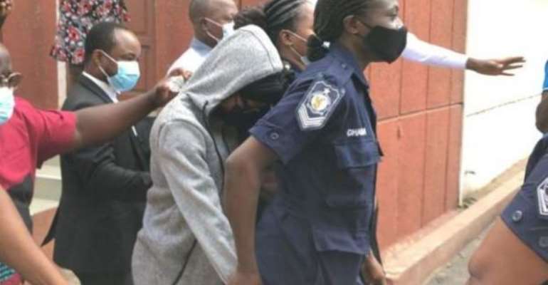Akuapem Poloo being dragged to prison after court ruling