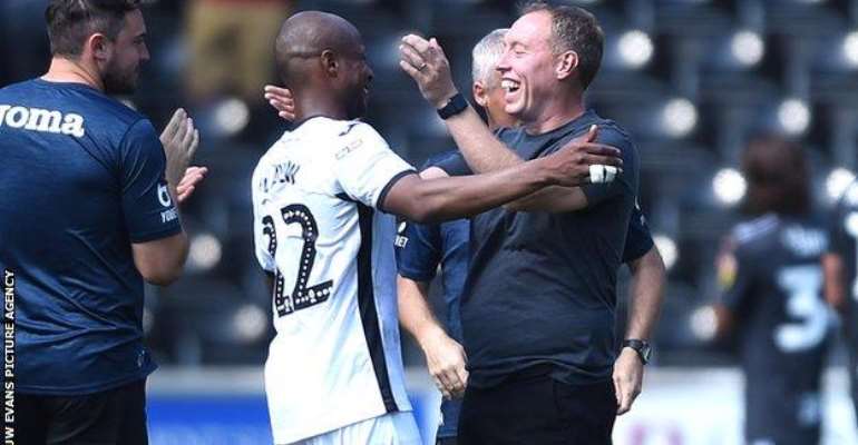 Steve Cooper (right) made Andre Ayew Swansea's vice-captain earlier this season