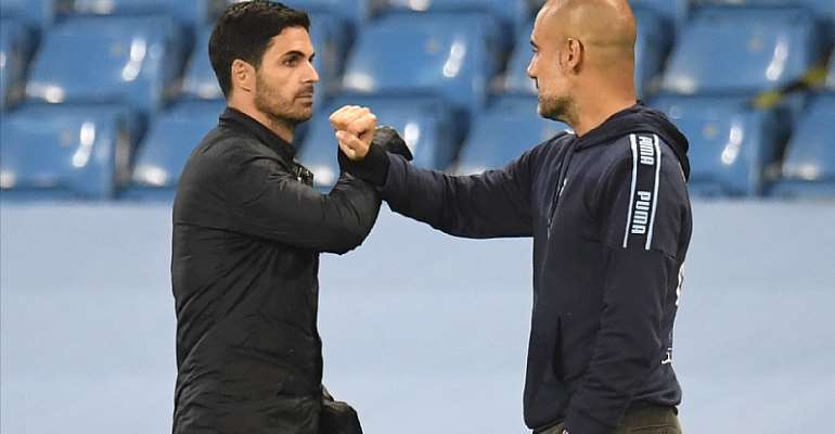 Mikel Arteta and Pep Guardiola bump elbows
Image credit: Getty Images