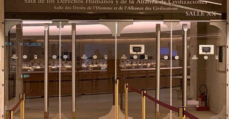 Human Rights and Alliance of Civilizations' room (commonly referred to as 'Room 20'). Geneva Switzerland. Photo taken by Cristyn Davies July 12 2019