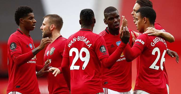 Mason Greenwood of Manchester United celebrates with teammates after scoring his team's first goal during the Premier League match between Manchester United and AFC Bournemouth at Old Trafford
Image credit: Getty Images