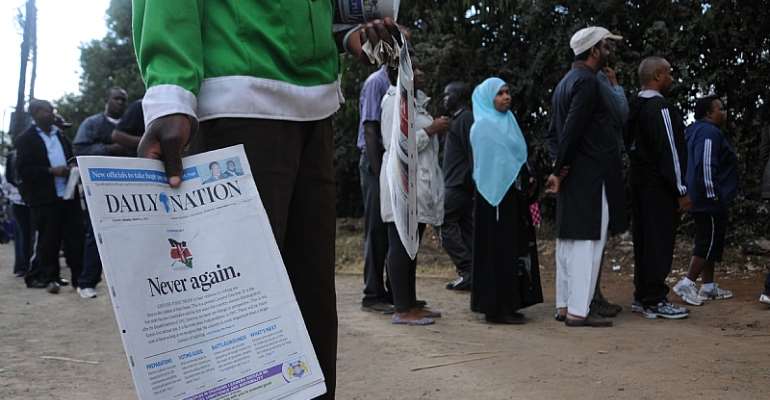 Kenya's Daily Nation headline condemning the 2007 post-election violence. - Source: Michelle Shephard/Toronto Star via Getty Images
