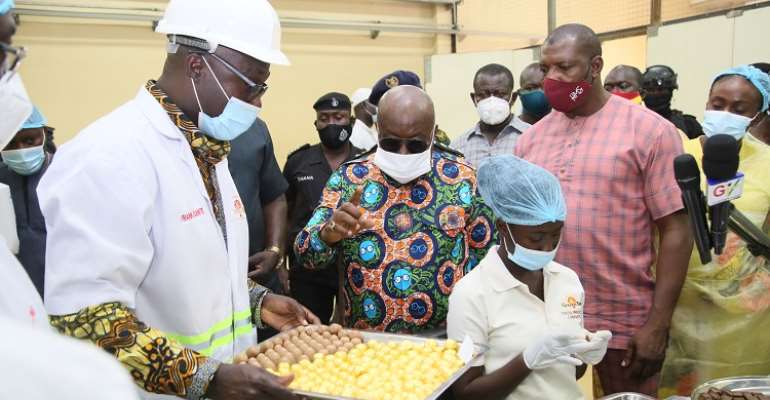 President Akufo-Addo inspecting some of the products at CPC