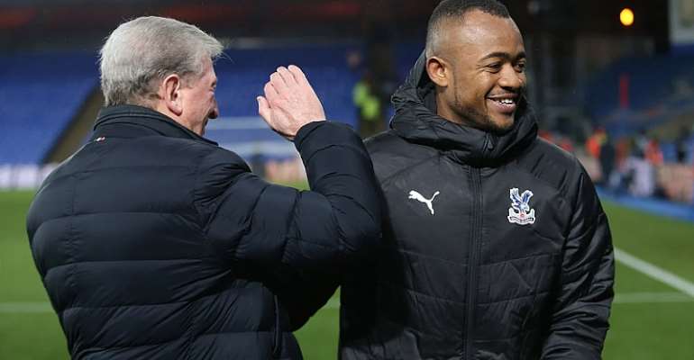 Jordan Ayew with Crystal Palace manager Roy Hodgson