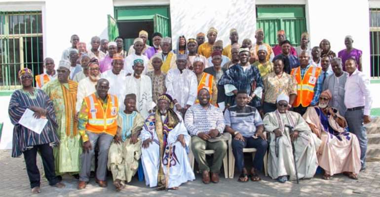 A group photograph of the Greater Accra NADMO team and Zongo Chiefs after the training.