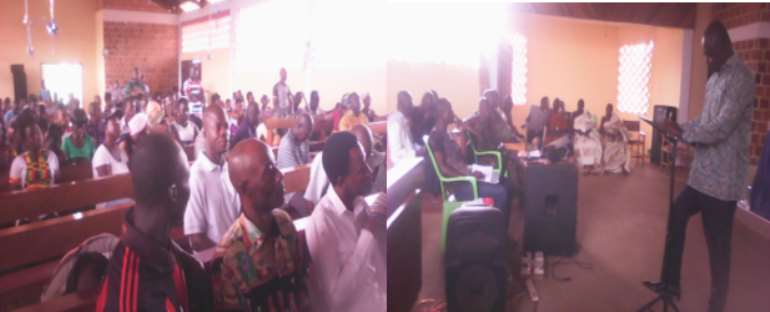 Hon Emmanuel Kofi Agyeman Up Standing Making A Submission At A Citizens’ Forum In Wamanfo