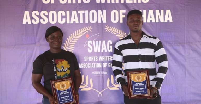 Best Armwrestlers Police Woman Grace Mintah And Derrick Kwakye Presented MTN SWAG Awards