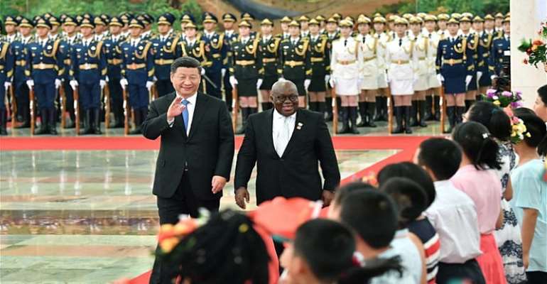 China's President Xi Jinping holds a welcome ceremony for Ghana's President Nana Akufo-Addo
