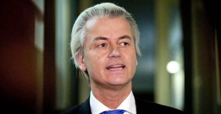 Dutch nationalist Party for Freedom (PVV) leader Geert Wilders, seen in The Hague on March 22, 2014. By Valerie Kuypers (AFP)
