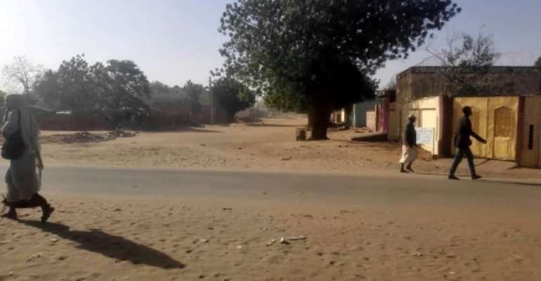 A picture taken on January 20, 2020 shows the area where violence erupted between Arab nomads and members of the non-Arab Massalit ethnic group in El Geneina, the capital of West Darfur. By - (AFP)