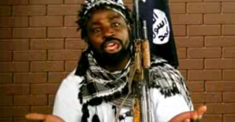 Abubakar Shekau -- seen here in a video released in January -- is rumoured to be suffering from serious health problems. By Handout (BOKO HARAM/AFP)