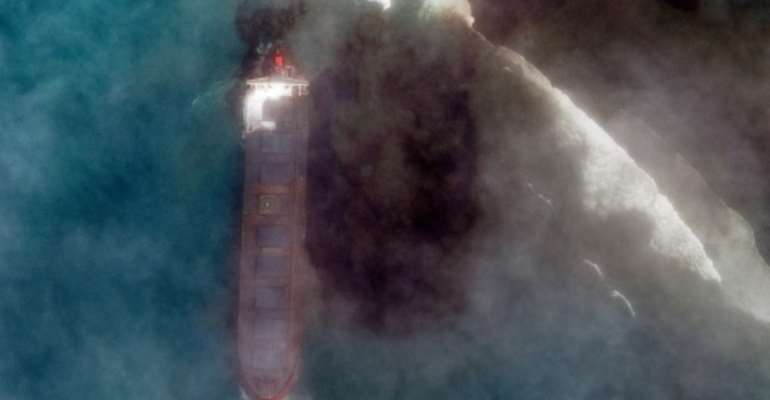 Attempts to stabilise the stricken vessel and pump 4,000 tonnes of fuel from its hold have failed. By Handout (Satellite image ©2020 Maxar Technologies/AFP)