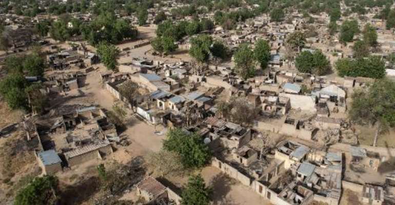 An aerial view shows the northeastern town of Bama, Nigeria on March 25, 2015. By Nichole Sobecki (AFP)