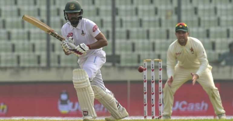 Bangladesh debutant Mohammad Mithun was batting on 34 at the break against Zimbabwe on the fourth day of the second Test. By MUNIR UZ ZAMAN (AFP)