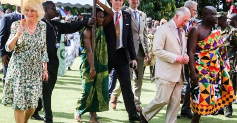 Britain's Prince Charles and his wife Camilla are on a tour of The Gambia, Ghana and Nigeria. By Ruth McDowall (AFP)