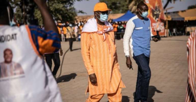 Burkina Faso President Roch Marc Christian Kabore is running for a second term in Sunday's election. By OLYMPIA DE MAISMONT (AFP)