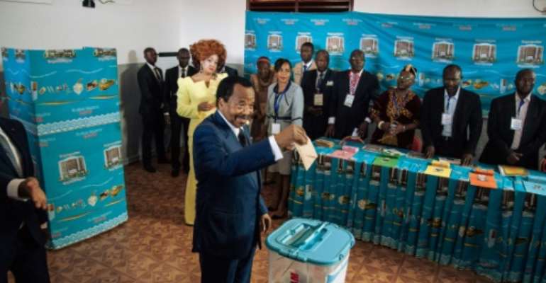 Cameroon strongman Paul Biya won a seventh term in an October 7 poll marred by allegations of widespread fraud, low voter turnout, and violence. By ALEXIS HUGUET (AFP)