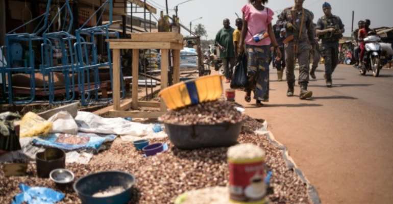 Central Africa gendarmerie patrols have restarted with UN peacekeepers in Bangui's PK5 district. By FLORENT VERGNES (AFP)