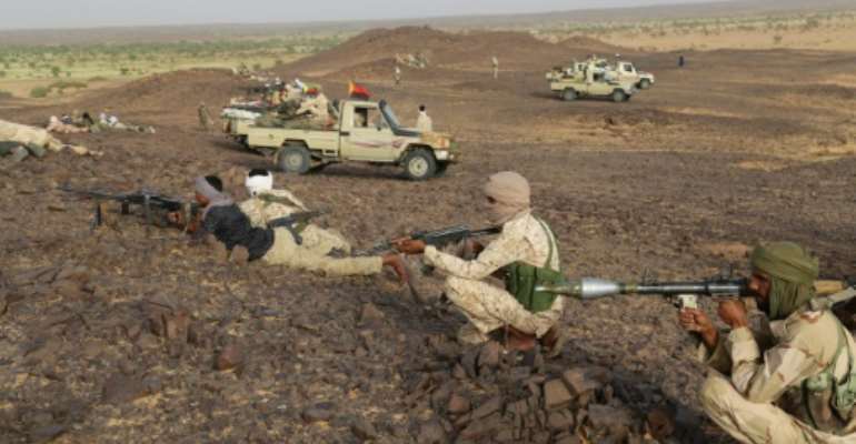 CMA Tuareg fighters operating around Kidal, northern Mali. By STRINGER (AFP)
