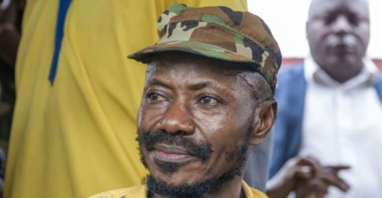 Col. Eddy Kapend, an aide to assassinated president Laurent Kabila, after his release on Friday. By Arsene Mpiana (AFP)