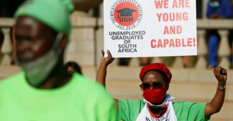Coronavirus restrictions have battered South Africa's economy - nearly a third of the workforce is jobless. By Phill Magakoe (AFP)