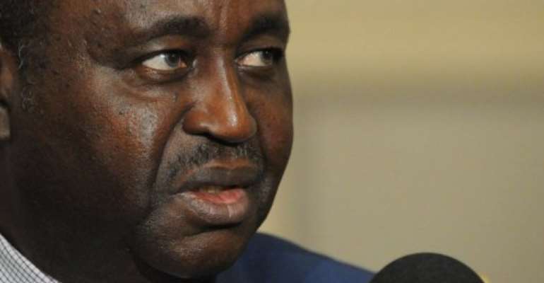 Then-Central African President Francois Bozize gives a press conference on January 8, 2013 in Bangui. By Sia Kambou (AFP/File)