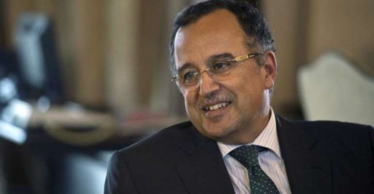 Nabil Fahmy looks on waiting before a meeting at the foreign ministry headquarters in Cairo on July 17, 2013.. By Khaled Desouki (AFP/File)