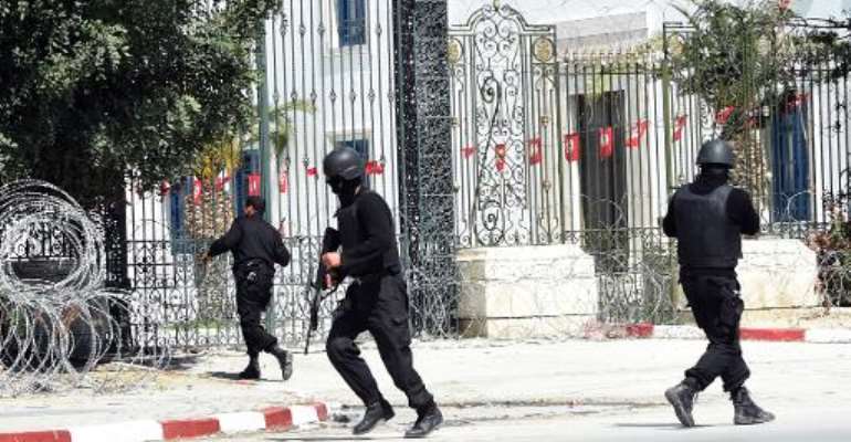 Tunisian security forces secure the area after gunmen attacked Tunis' famed Bardo Museum on March 18, 2015. By Fethi Belaid (AFP/File)