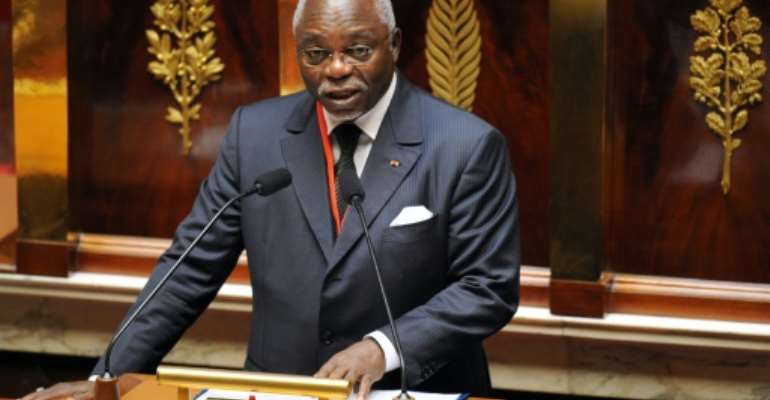 The President of the Gabonese National Assembly, Guy Nzouba-Ndama, delivering a speech on the opening day of the 35th session of the Parliamentary Association of La Francophonie in Paris on July 5, 2009. By Boris Horvat (AFP/File)