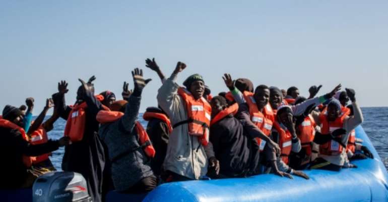 German NGO Sea-Watch wants to bring migrants stuck at sea to safety. By FEDERICO SCOPPA (AFP)