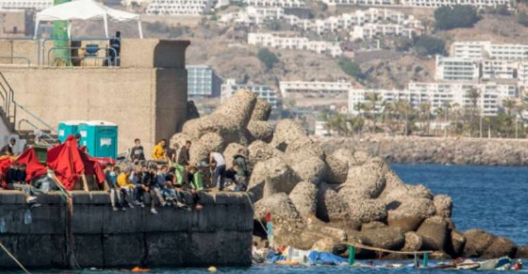 Gran Canaria's Arguineguin port has been overwhelmed with migrant arrivals. By DESIREE MARTIN (AFP)