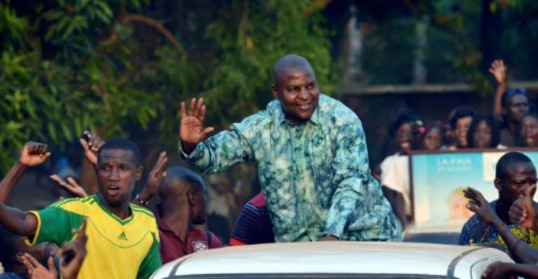 Central African presidential candidate Faustin Archange Touadera, pictured on December 28, 2015, garnered 23% of votes with a quarter of the ballots counted. By Issouf Sanogo (AFP/File)