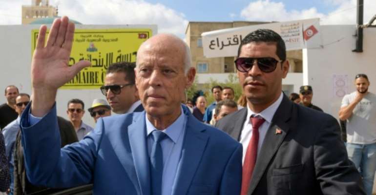 Kais Saied is a political newcomer who espouses strongly conservative views. By Fethi Belaid (AFP)