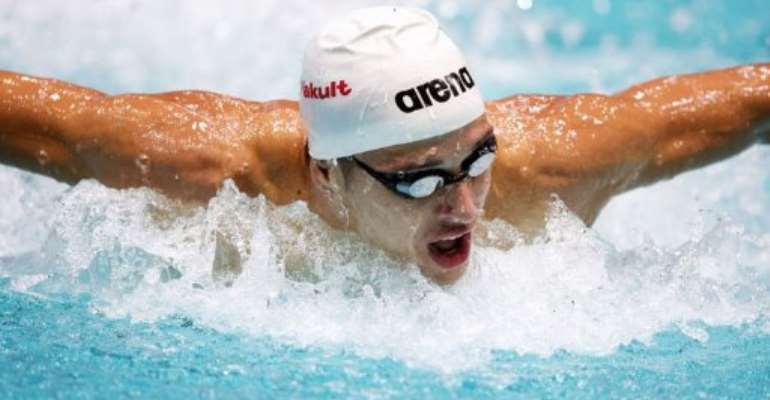 Chad Le Clos of South Africa in action in the 200m butterfly on August 7, 2013. By Olaf Kraak (ANP/AFP/File)