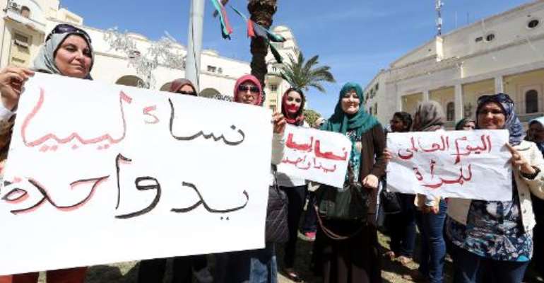 Libyan women gather during the celebration of International Women's Day in Tripoli on March 9, 2013. By Mahmud Turkia (AFP/File)