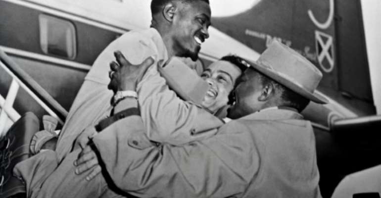 Lumumba, the hero of Belgian Congo's independence, is welcomed at Brussels airport in January 1960. Within a year, Lumumba would be dead.. By (AFP)