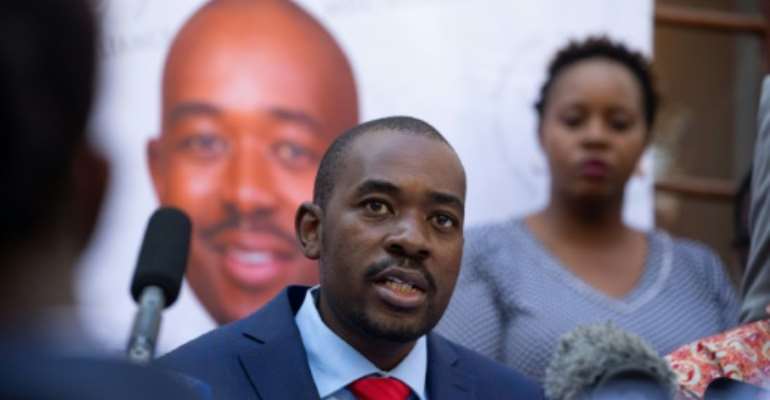MDC leader Nelson Chamisa has attacked the election results as fraudulent. By Jekesai NJIKIZANA (AFP)