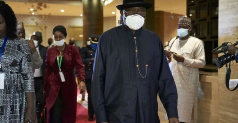 Mediator: Former Nigerian president Goodluck Jonathan, pictured in Bamako during a contact mission on July 23. By MICHELE CATTANI (AFP)