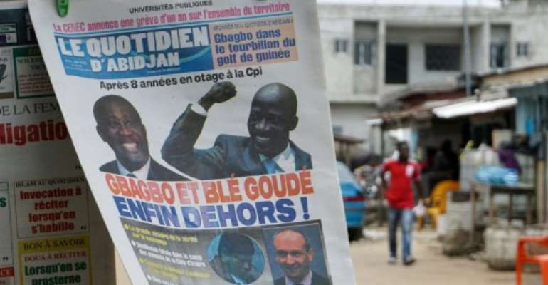 Newspaper in Abidjan close to the FPI party founded by former president Laurent Gbagbo, reading