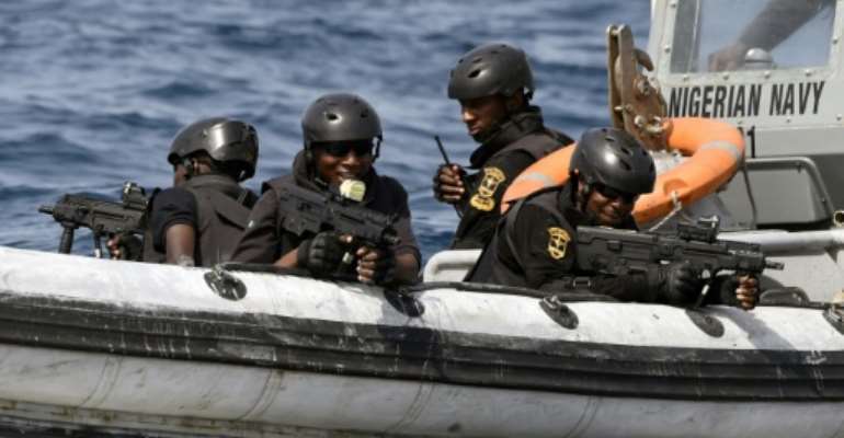 Nigerian special forces taking part in an anti-piracy drill in the Gulf of Guinea in 2019. By PIUS UTOMI EKPEI (AFP)