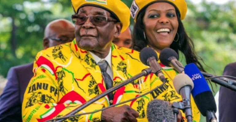 One of Grace Mugabe's last public appearances as first lady was at a rally in support of her husband, 13 days before his fall from office. By Jekesai NJIKIZANA (AFP)