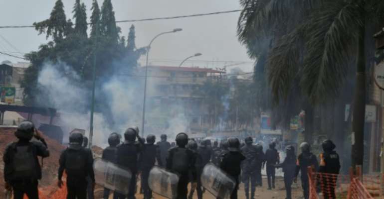 Opposition protesters see Ouattara's bid for a third term as unconstitutional. By Issouf SANOGO (AFP)