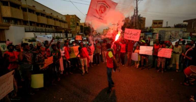 Protesters demonstrated in the Sudanese capital Khartoum in solidarity with rallies in the Central Darfur town of Nertiti demanding the government beef up security in the region. By ASHRAF SHAZLY (AFP/File)