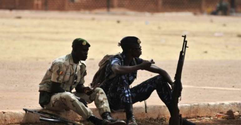 Malian soldiers inside the Kati military camp. By Issouf Sanogo (AFP)