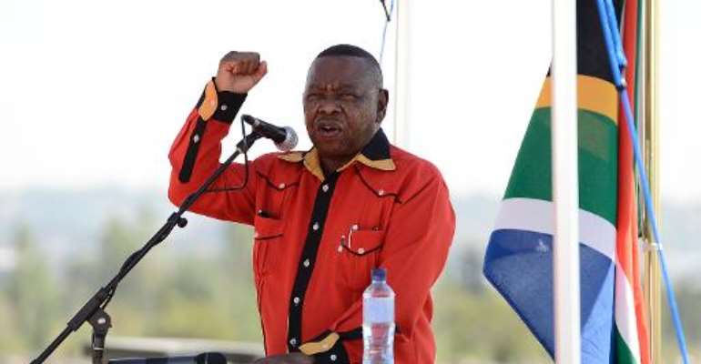 South African Higher Education Minister Blade Nzimande delivers a speech on April 10, 2013 in Elspark. By Stephane de Sakutin (AFP/File)