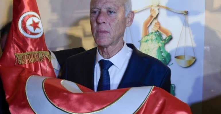 Saied won Sunday's presidential runoff by a landslide. By Fethi Belaid (AFP)