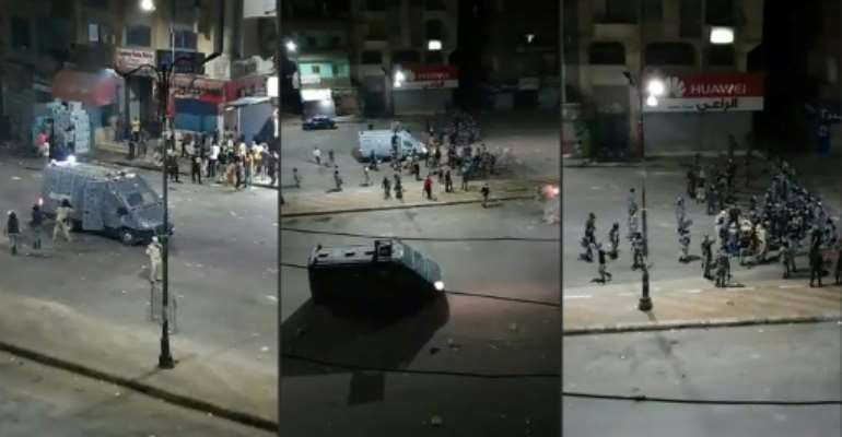 Security forces and protestors faced an hour-long standoff at the weekend in the port city of Suez. By - (MOHAMED SAIED'S FACEBOOK ACCOUNT/AFP/File)