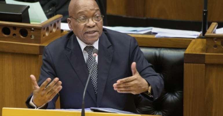 South African President Jacob Zuma answers questions at the Parliament in Cape Town on September 13, 2016. By Rodger Bosch (AFP/File)